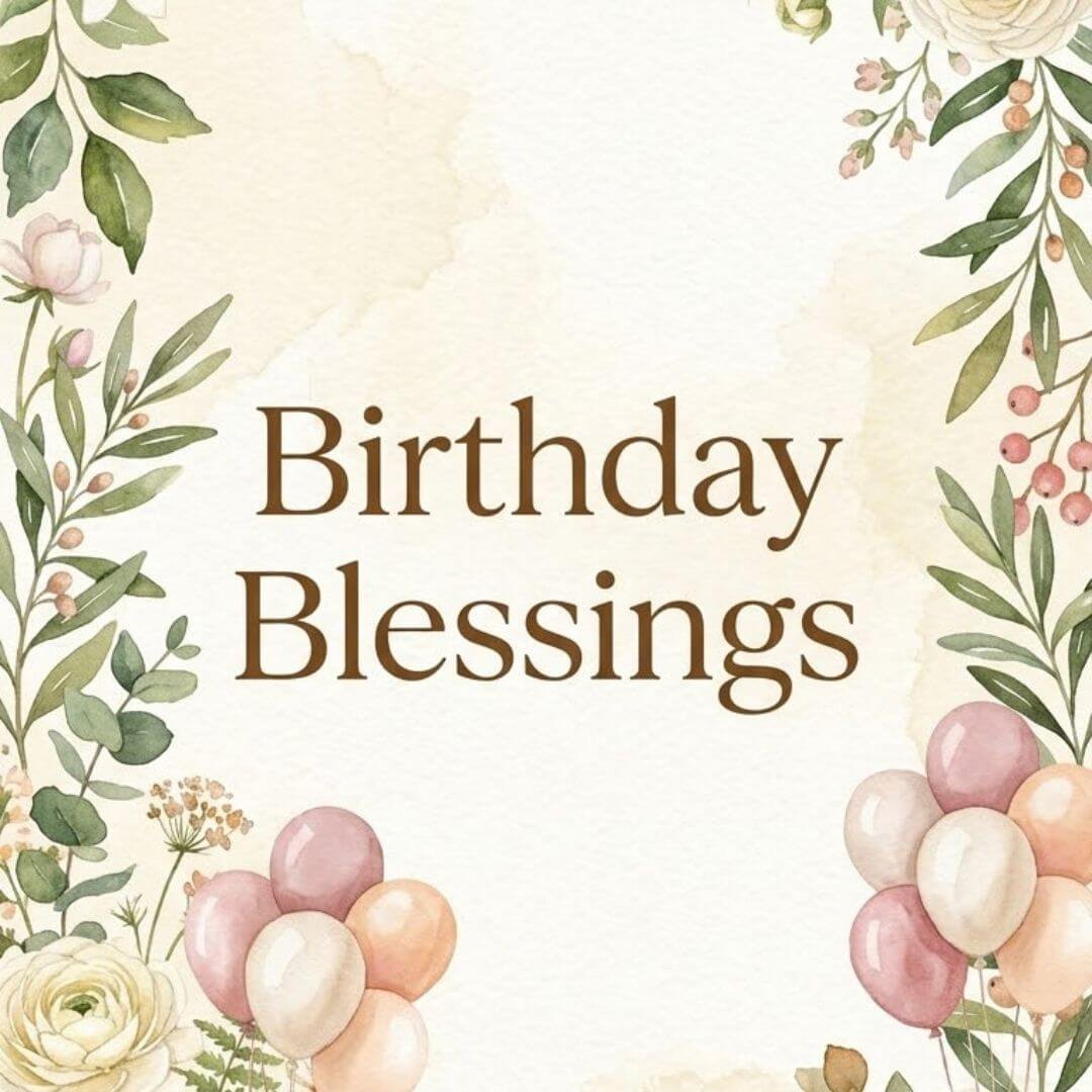 Birthday Blessings floral card with heartfelt birthday wishes